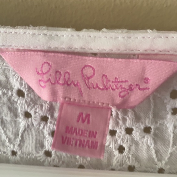 Lilly Pulitzer White Telyn Eyelet Crochet Top Size M - Picture 9 of 16
